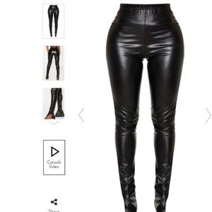 COPY - NWT - SHAPE BLACK PU SPLIT HEM PANTS - 2